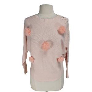 eliesel Women Size S Pink Pullover Sweater Dolman Sleeve Knit Crew Neck  238P